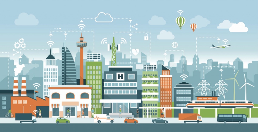 Image shows abstract image of a smart city. Image shows abstract image of a smart city.