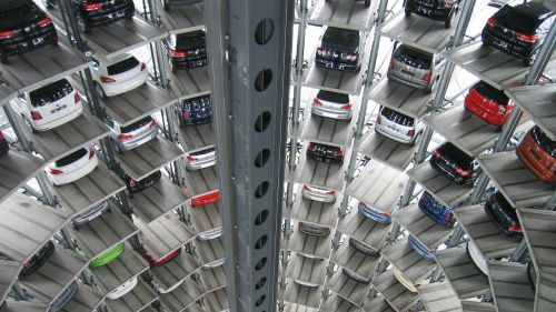 Image of a garage with many cars