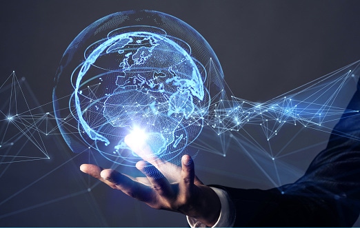 Image shows a global communication network concept. Image shows a global communication network concept.