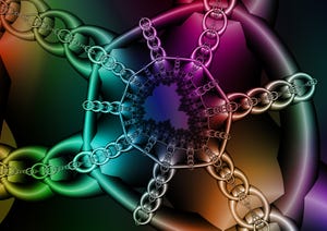 Illustration of chains against a colorful background