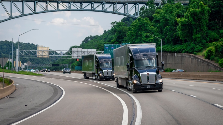 Image shows Locomation trucks in tandem