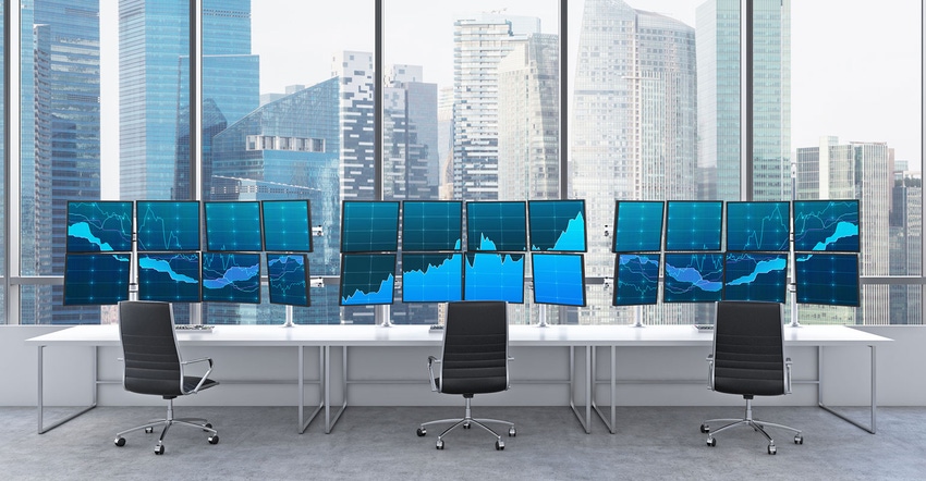 Conference room with computer monitors