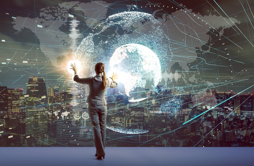 Image shows a worldwide business concept and a futuristic graphical user interface. Image shows a worldwide business concept and a futuristic graphical user interface.