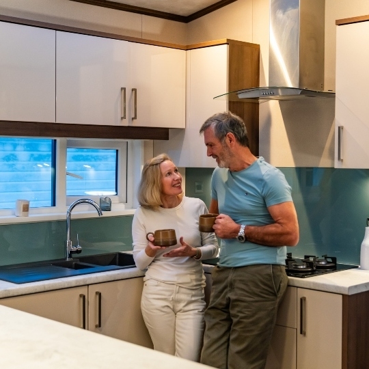 couple in holiday home