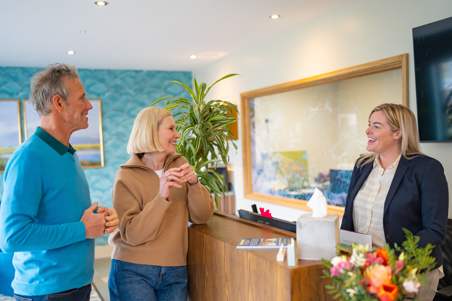 Holiday home owners speaking to staff at Harts Holiday Park in Kent