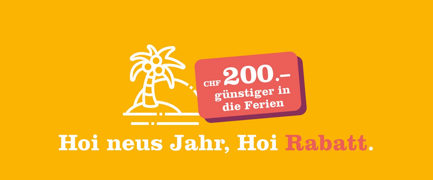 Grafik mit Palme und Info über 200.- Rabatt Grafik mit Palme und Info über 200.- Rabatt