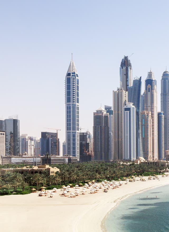 Dubai Vue de la ligne d'horizon de Dubaï et la plage