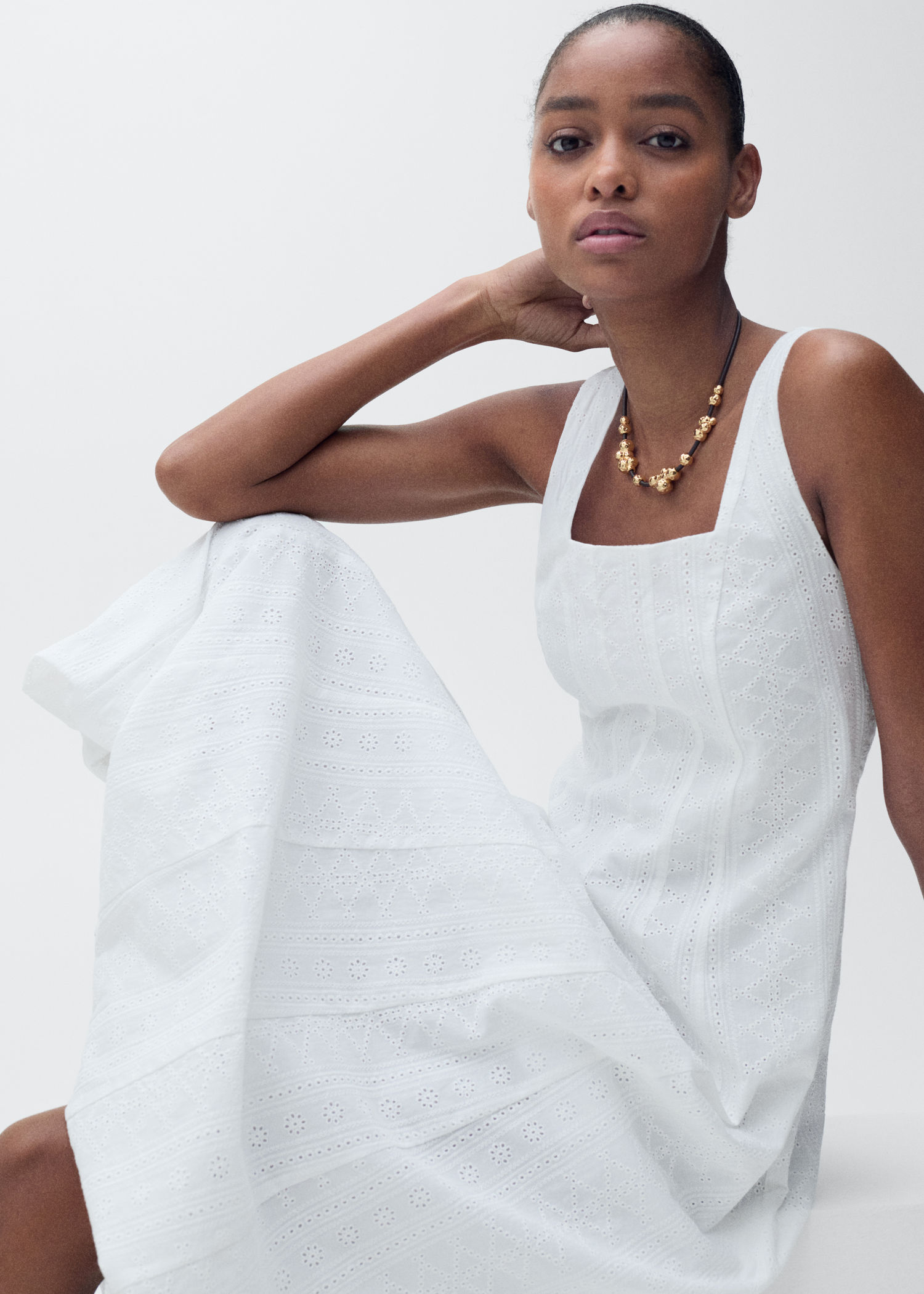 White embroidered cotton dress ideal for Ascot Ladies Day.