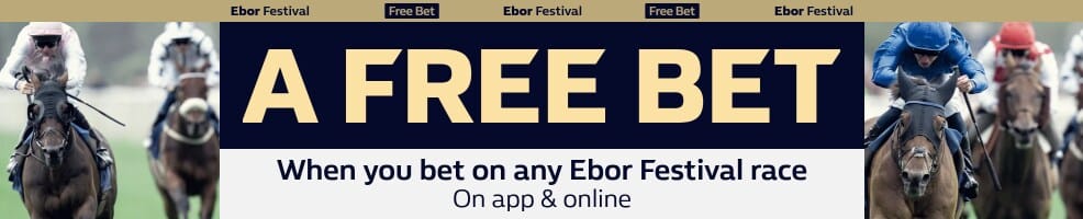 Opt in and place a bet on York Ebor, and we’ll match your stake with a Horse Racing free bet
