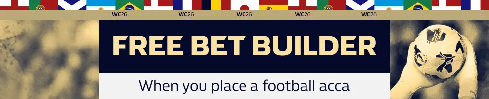 Opt in and place a football acca of 2+ selections, and we’ll match your stake with a football Bet Builder free bet
