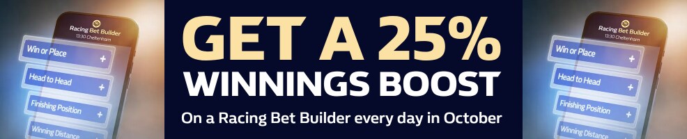 Get a 25% Winnings Boost to use on a Racing Bet Builder