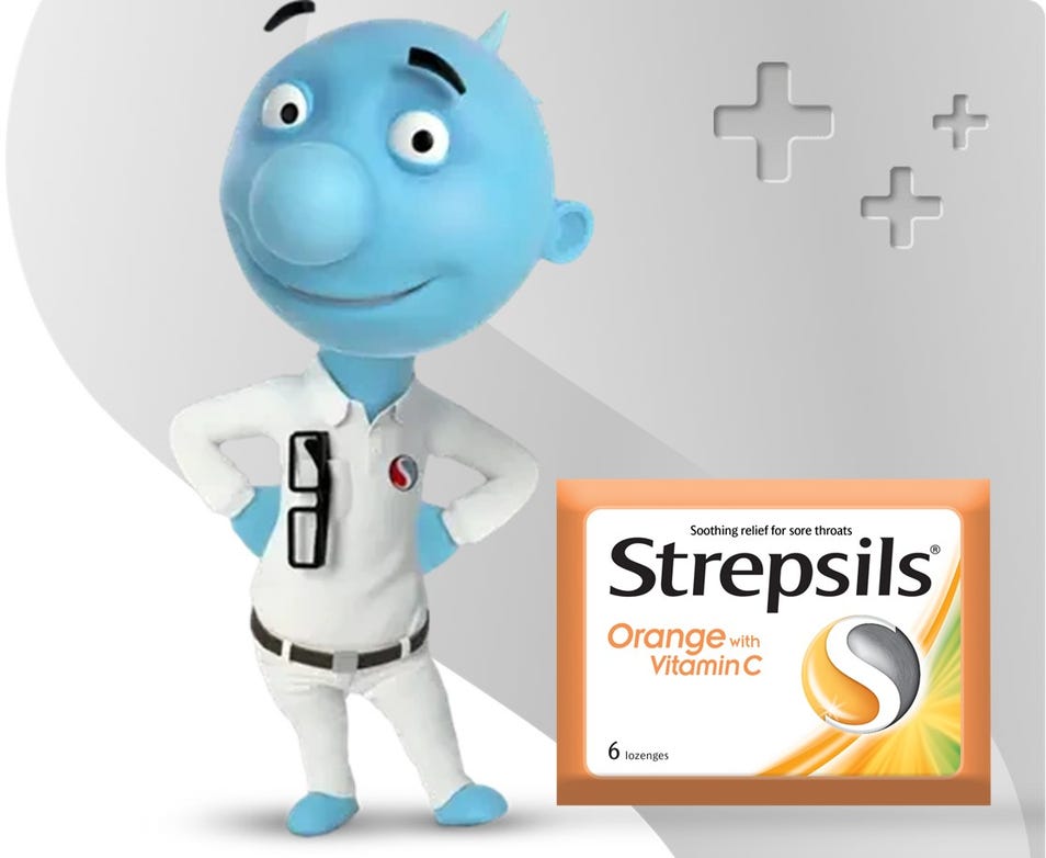 strepsils mascot with product