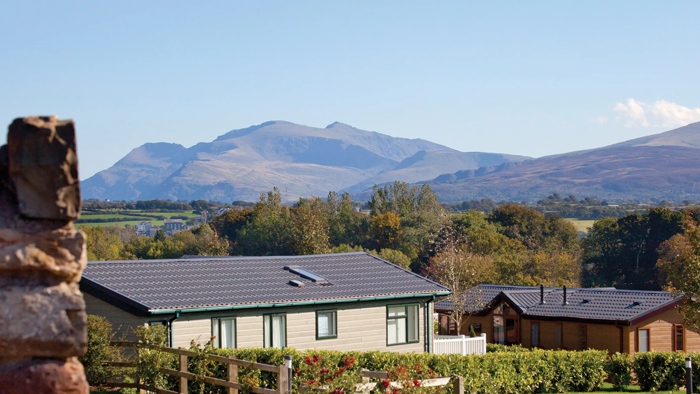 A view of mountains from Plas Coch Holiday Park on the Isle of Anglesey