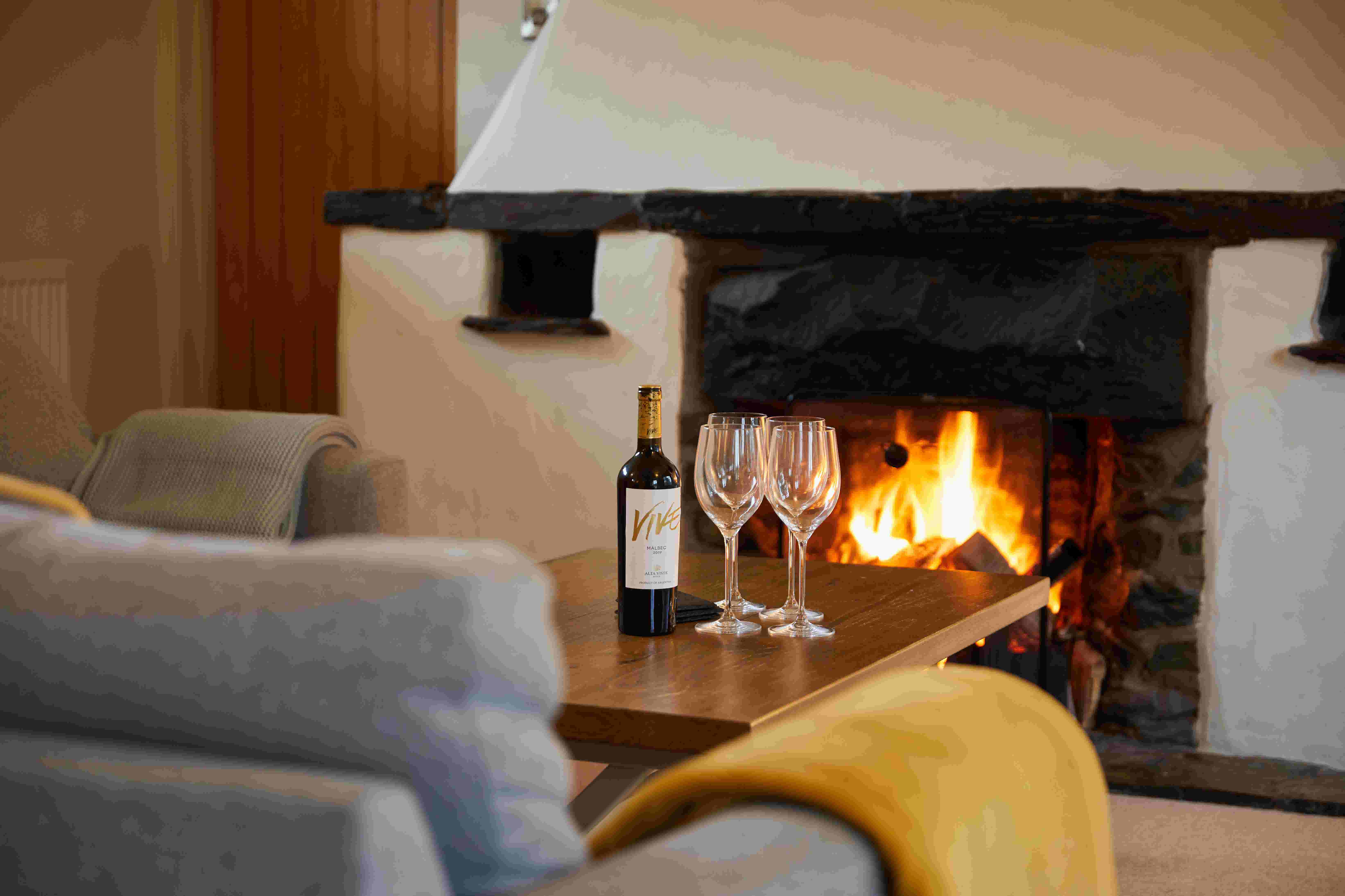 Cosy fire at the Lakeside Cottage, Brynteg