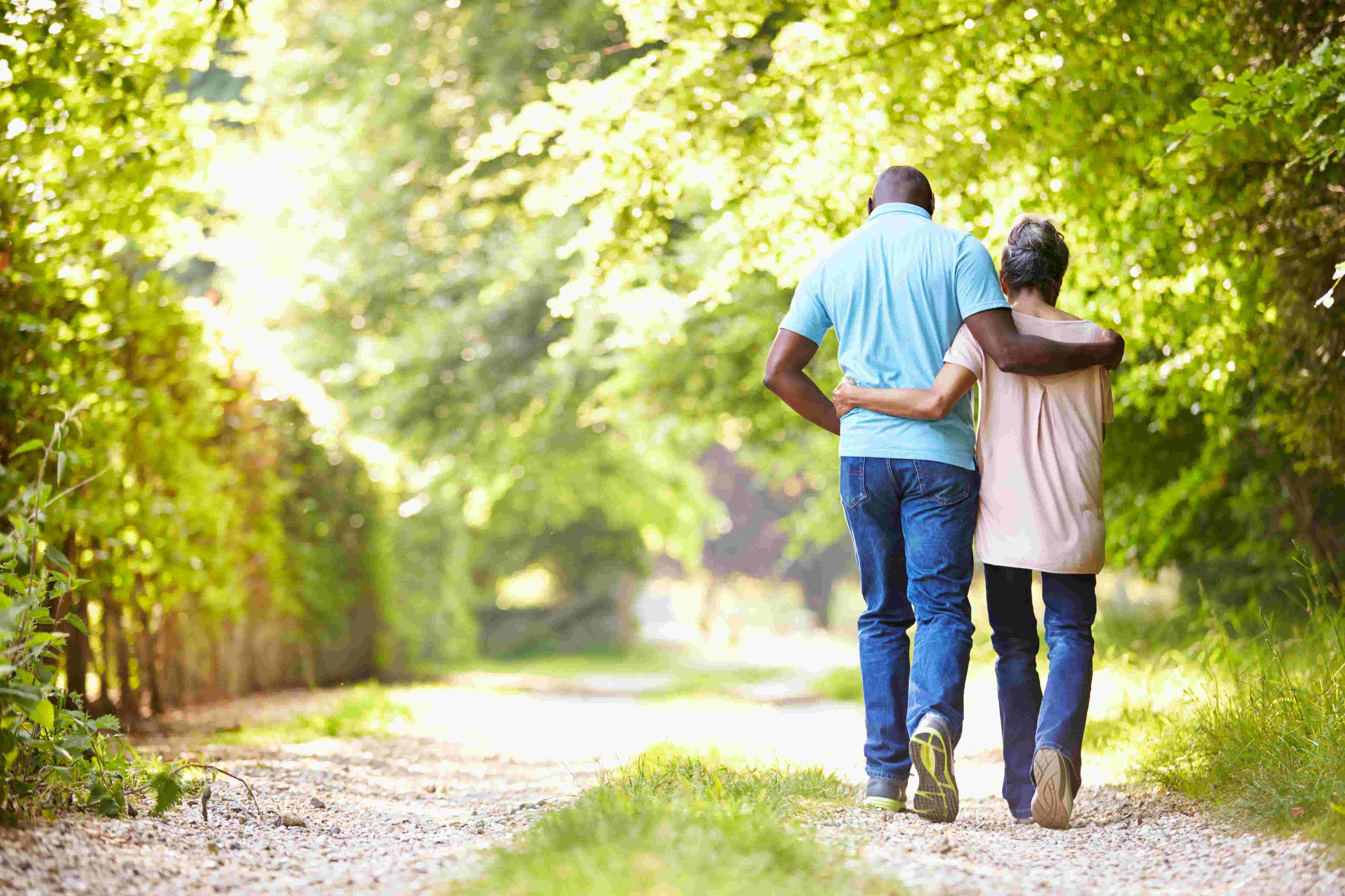 Couple walking in the countryside 