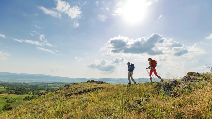 A couple hiking in the Yorkshire Dales