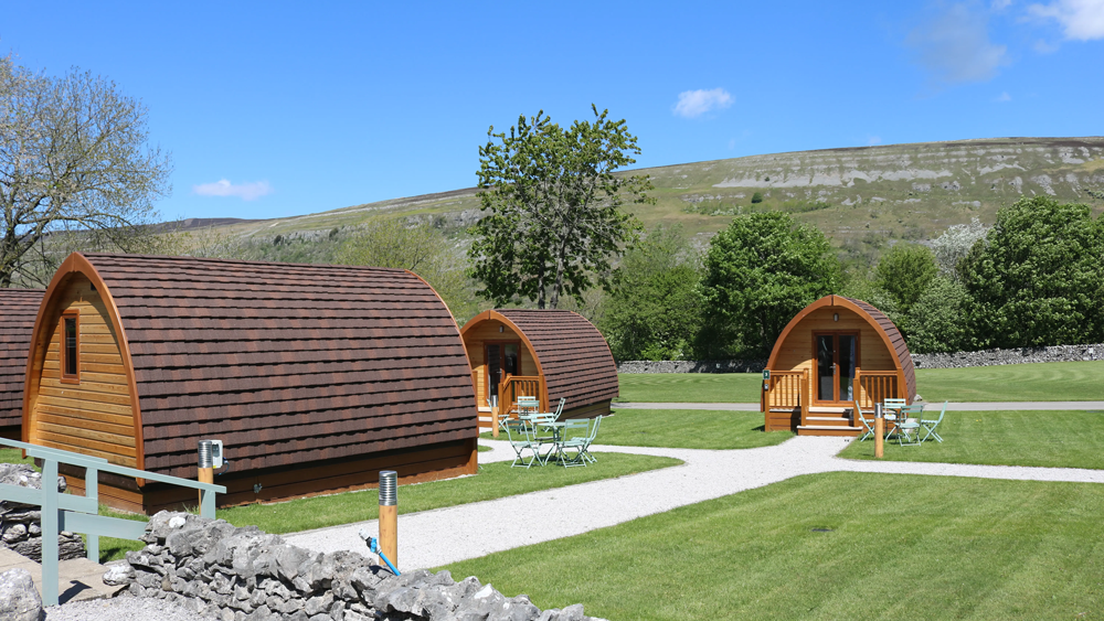 Glamping pods at Littondale holiday park, Yorkshire Dales