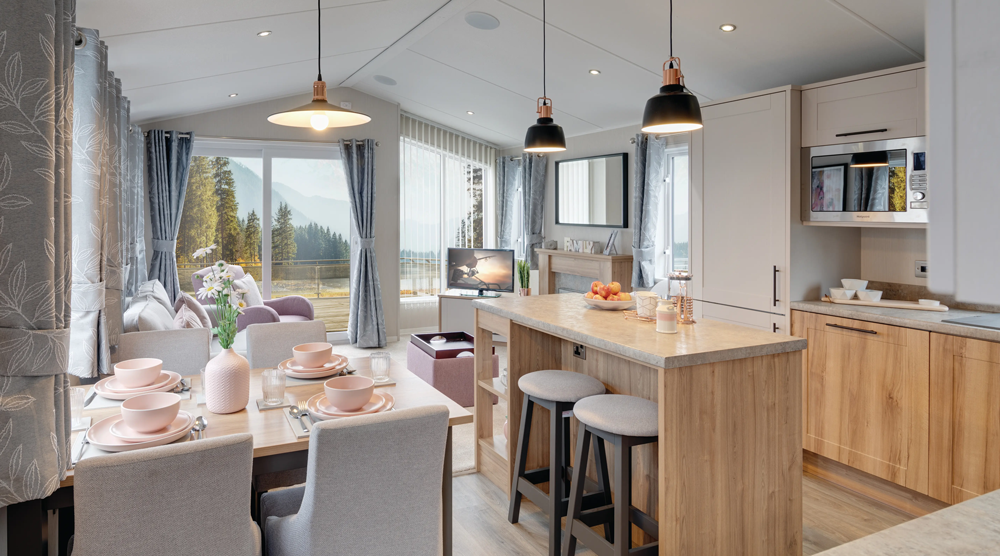 The inside of a Sanctuary Lodge at Park Leisure