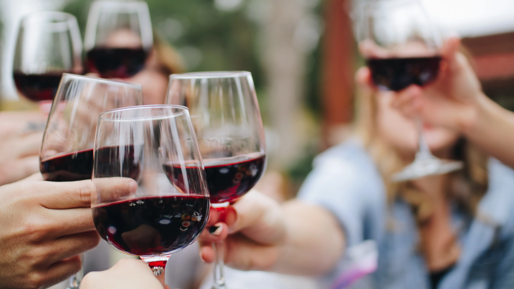 Cheers with wine glasses