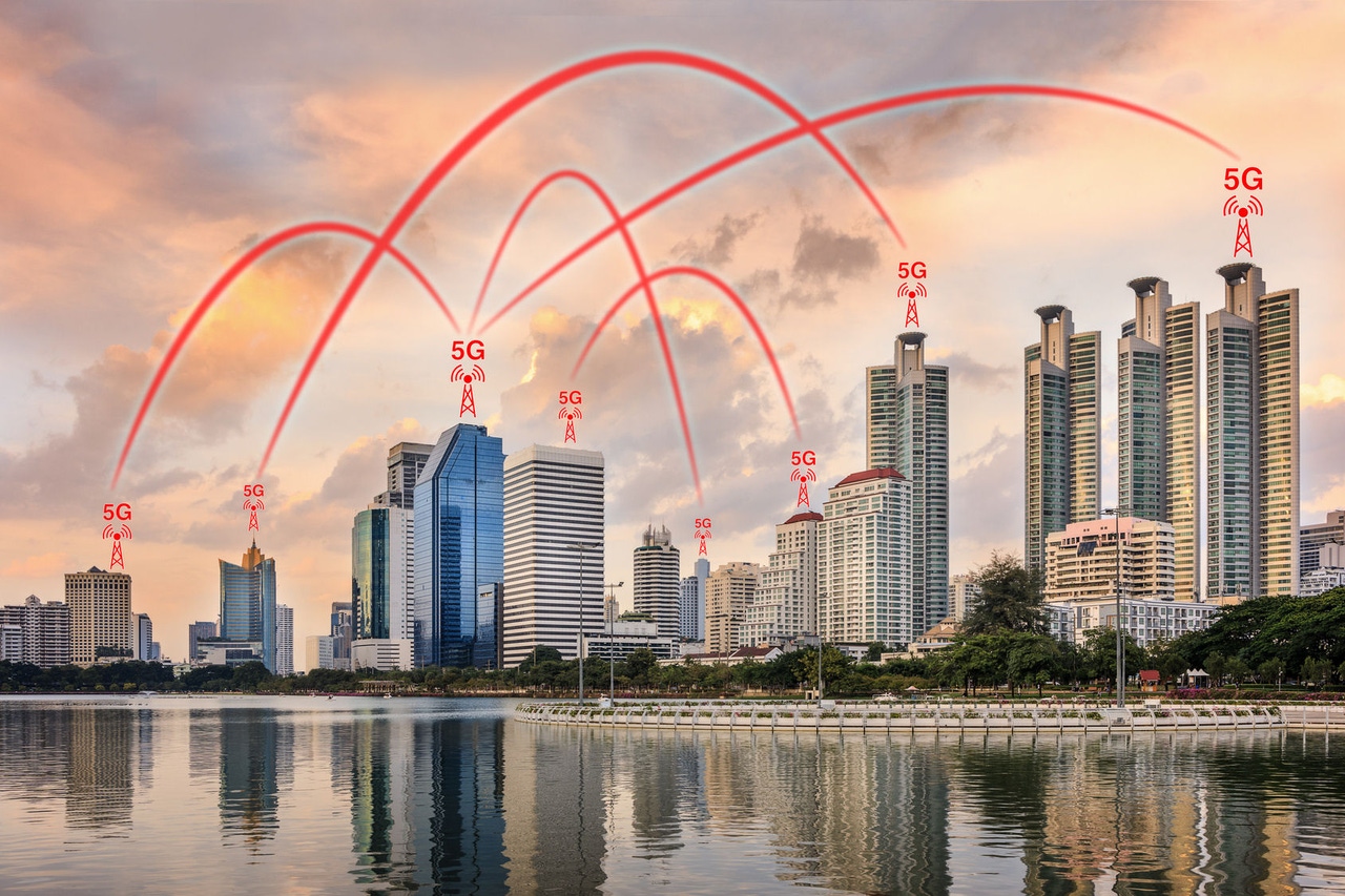 5G Network Connection Concept Illustrated by Smart City 5G Network Connection Concept Illustrated by Smart City