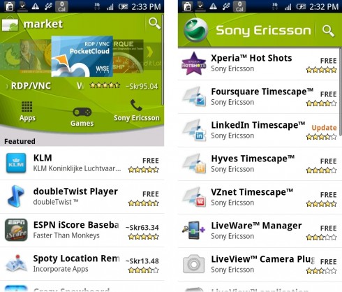 Sony Ericsson launches own Android Market channel