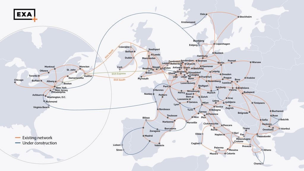 Timeline Map Exa Orange and EXA hook up new transatlantic subsea cables