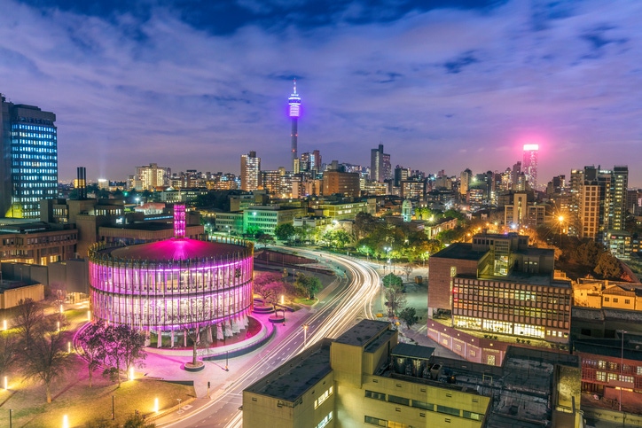 Johannesburg evening cityscape of Council Chamber and Hillbrow