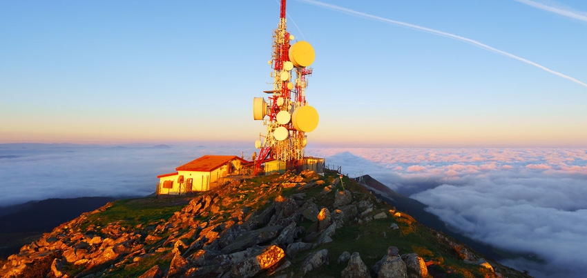 telecommunications tower on mountain top