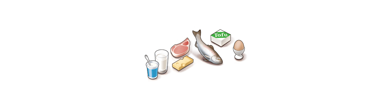 Fisch, Fleisch, Wurst, Milchprodukte und Eier