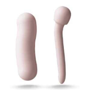 Two pink silicone massage tools or wellness devices on a white background