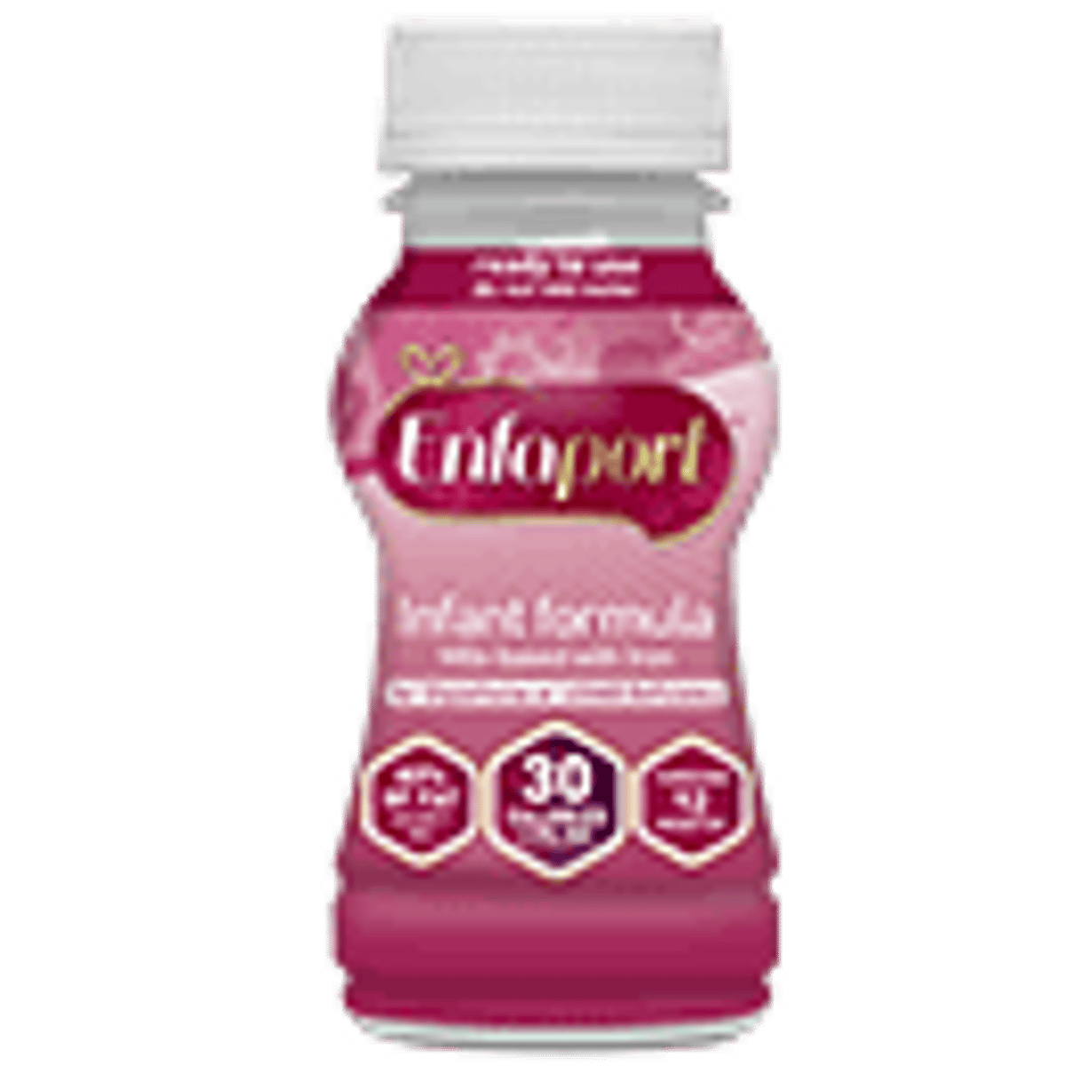 Enfaport Collagen protein drink bottle with pink label and nutritional information icons