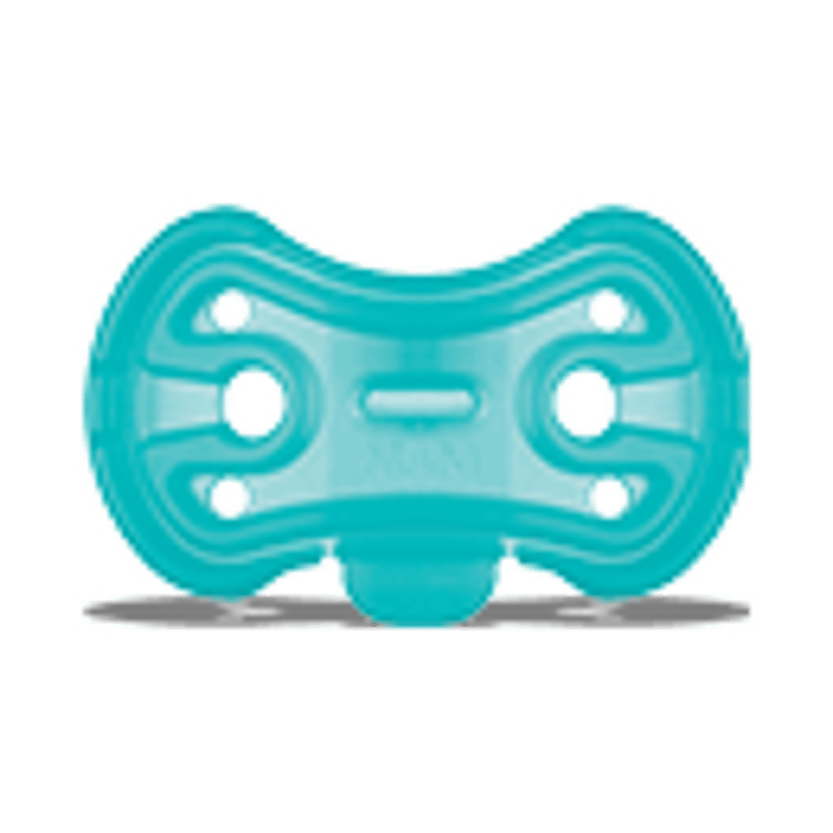 Teal MAM preemie pacifier with symmetrical shield design and ventilation holes