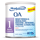 Mead Johnson OA-1 infant formula powder can for managing milk protein allergy and malabsorption conditions