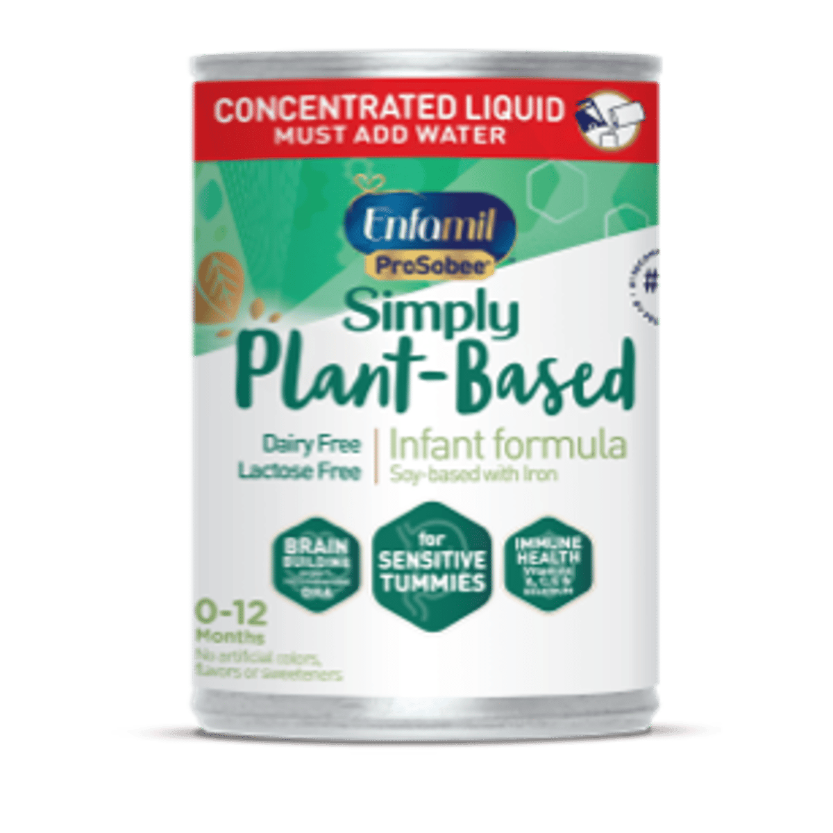 Enfamil Simply Plant-Based concentrated liquid infant formula can for ages 0-12 months, dairy-free and lactose-free