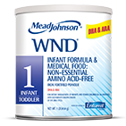 Mead Johnson WND1 infant formula powder can for premature babies, stage 1, white container with blue labeling