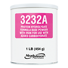 White container with pink label showing "3232A" powder product, 1 LB (454 g) size