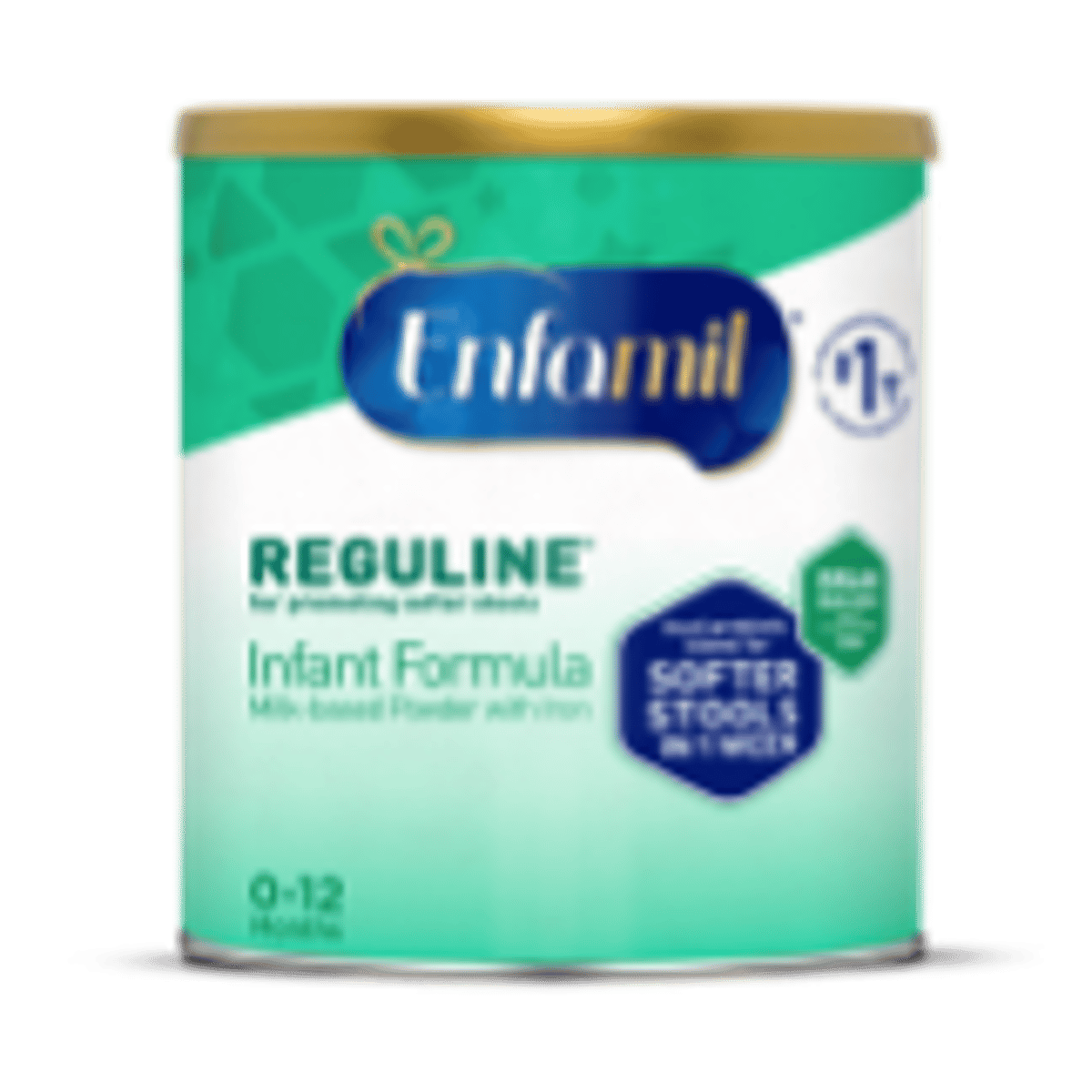 Enfamil Reguline infant formula canister, 12.4 oz size, designed for babies 0-12 months with feeding difficulties