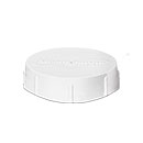 White plastic bottle cap with ridged edges for secure closure