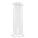 Clear plastic graduated feeding bottle with measurement markings and narrow neck