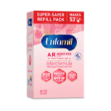 Enfamil A.R. infant formula refill pack in pink and white packaging with red label indicating gentle formula for spit-up