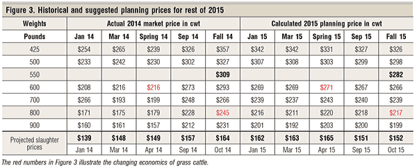 suggested cattle planning prices