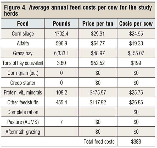 average annual feed costs per cow