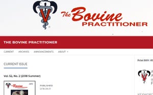 Screenshot of Bovine Practitioner page