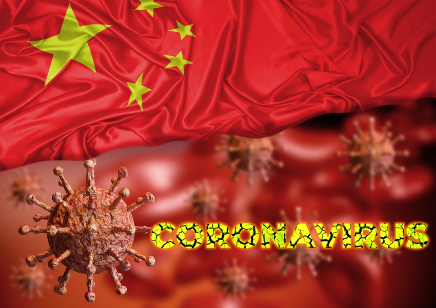 coronavirus written on flag of China