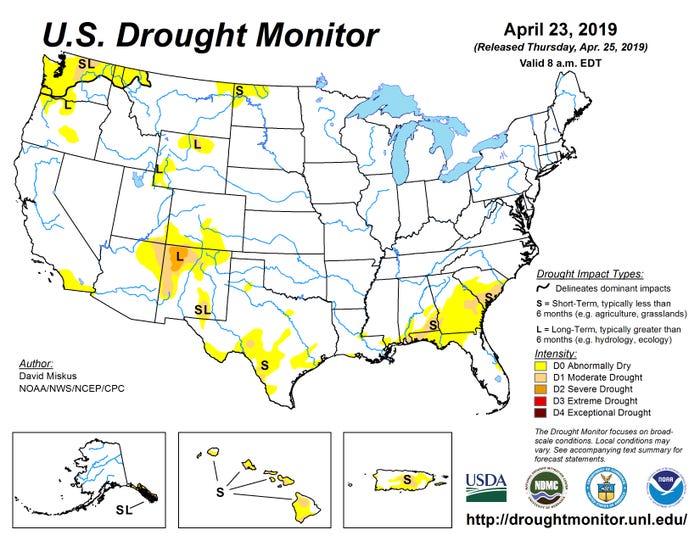 April 23, 2019 Drought Monitor map