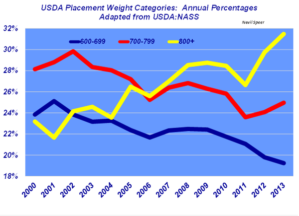 USDA Placement Weight Categories: Annual Percentages
