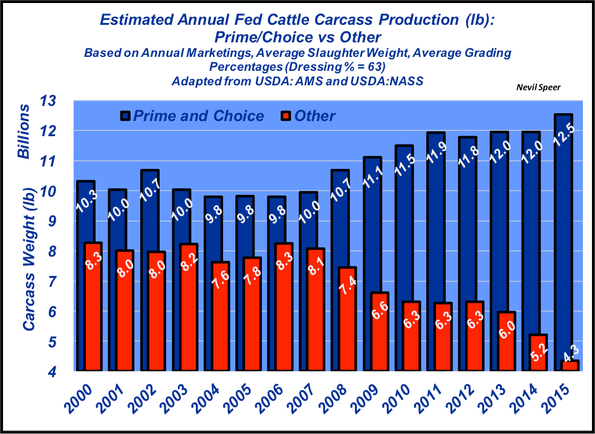 annual fed cattle carcass production