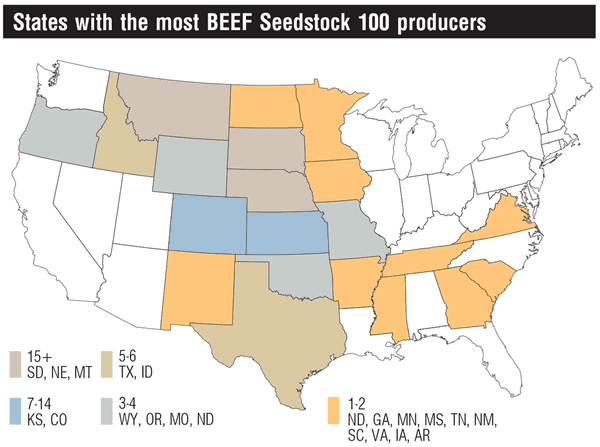 states with most Seedstock 100 operations