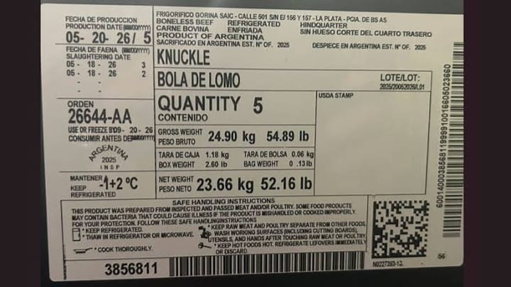 Argentine beef recalled