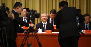 Chinese Vice Premier Liu He (C) attends an event to commemorate the 40th anniversary of the Message to Compatriots in Taiwan 